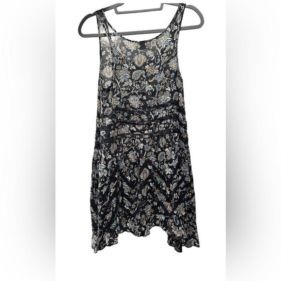 Free People Intimately Lace A-Line Mini Dress, Tunic, Black Floral, Size Small - Picture 3 of 6